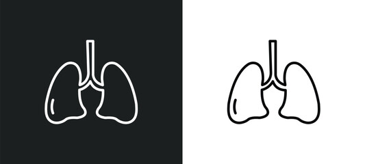 lung line icon in white and black colors. lung flat vector icon from lung collection for web, mobile apps and ui.