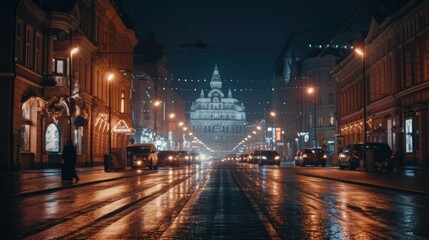 Fototapeta na wymiar A sparkling city view at night