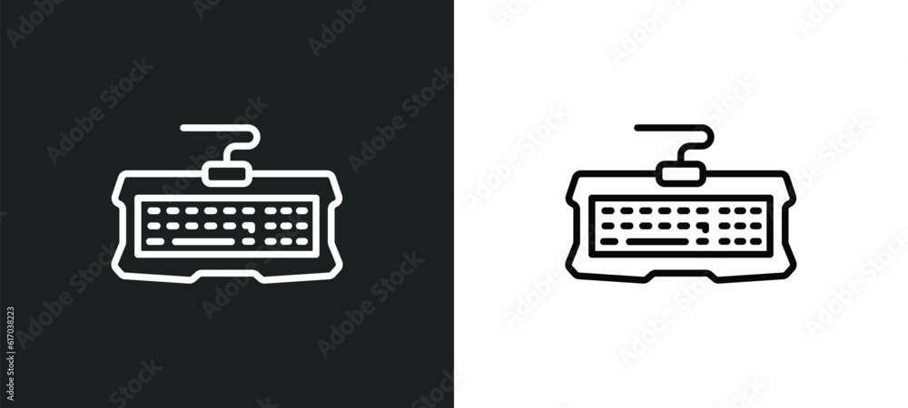 Poster keyboard wire line icon in white and black colors. keyboard wire flat vector icon from keyboard wire