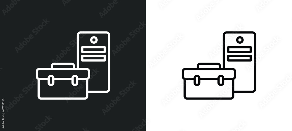 Poster device manager line icon in white and black colors. device manager flat vector icon from device mana