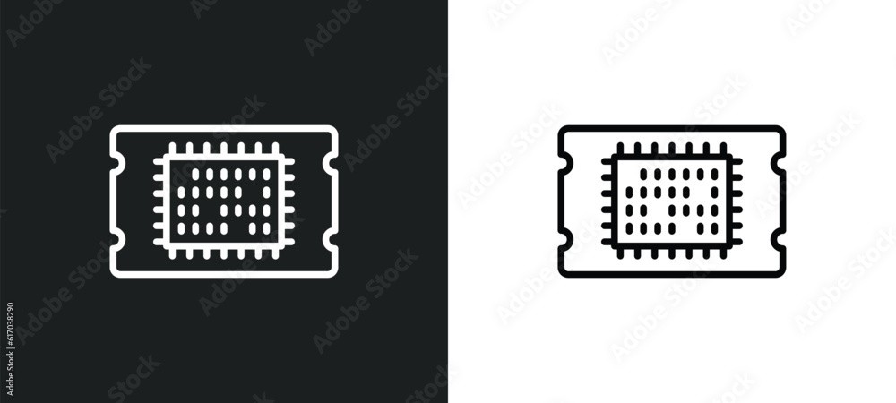 Poster big processor line icon in white and black colors. big processor flat vector icon from big processor