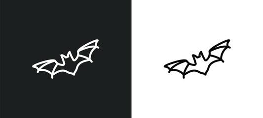 bats line icon in white and black colors. bats flat vector icon from bats collection for web, mobile apps and ui.