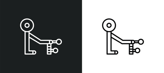 fitness bench line icon in white and black colors. fitness bench flat vector icon from fitness bench collection for web, mobile apps and ui.