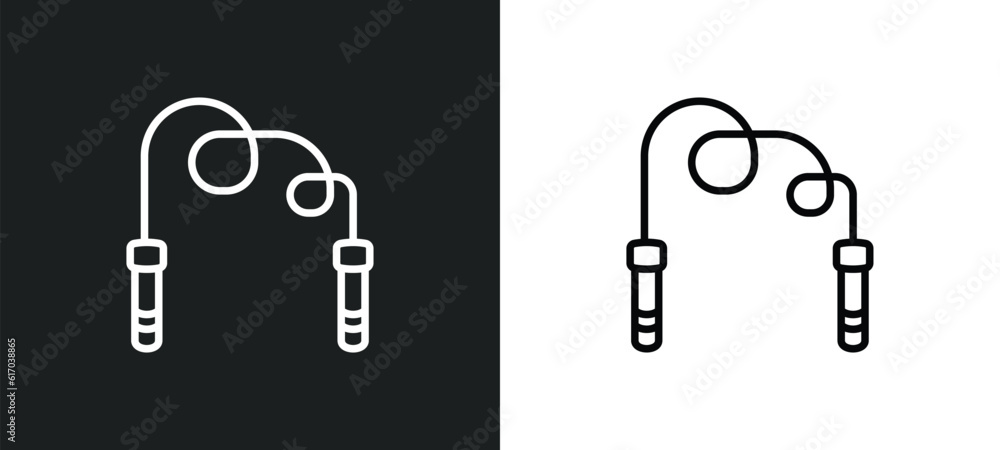 Poster skipping rope line icon in white and black colors. skipping rope flat vector icon from skipping rope