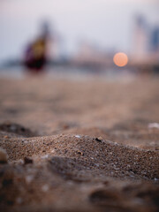 Sand on the beach in the evening