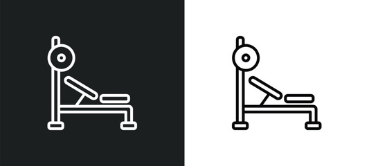 barbell bench press line icon in white and black colors. barbell bench press flat vector icon from barbell bench press collection for web, mobile apps and ui.
