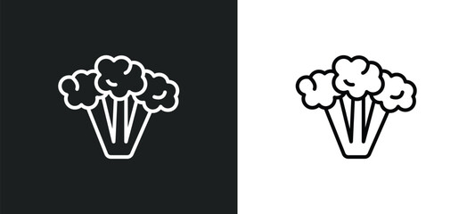 broccoli porcion line icon in white and black colors. broccoli porcion flat vector icon from broccoli porcion collection for web, mobile apps and ui.