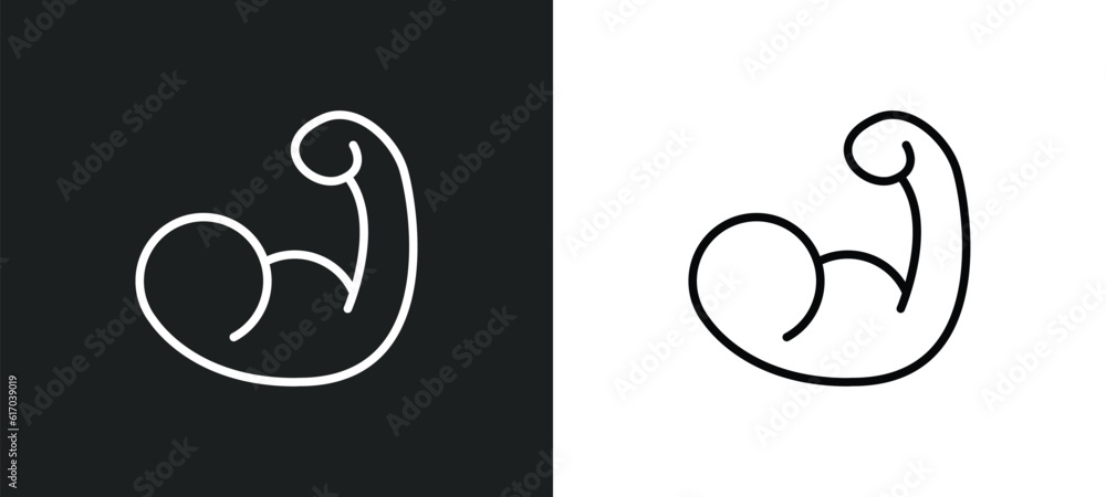 Poster muscles line icon in white and black colors. muscles flat vector icon from muscles collection for we