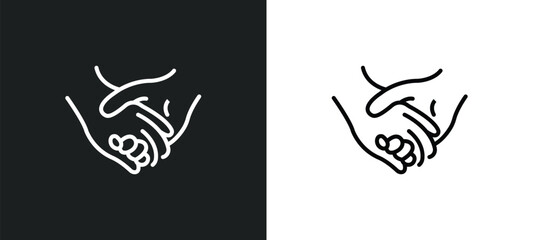 holding hands line icon in white and black colors. holding hands flat vector icon from holding hands collection for web, mobile apps and ui.