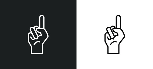finger up line icon in white and black colors. finger up flat vector icon from finger up collection for web, mobile apps and ui.