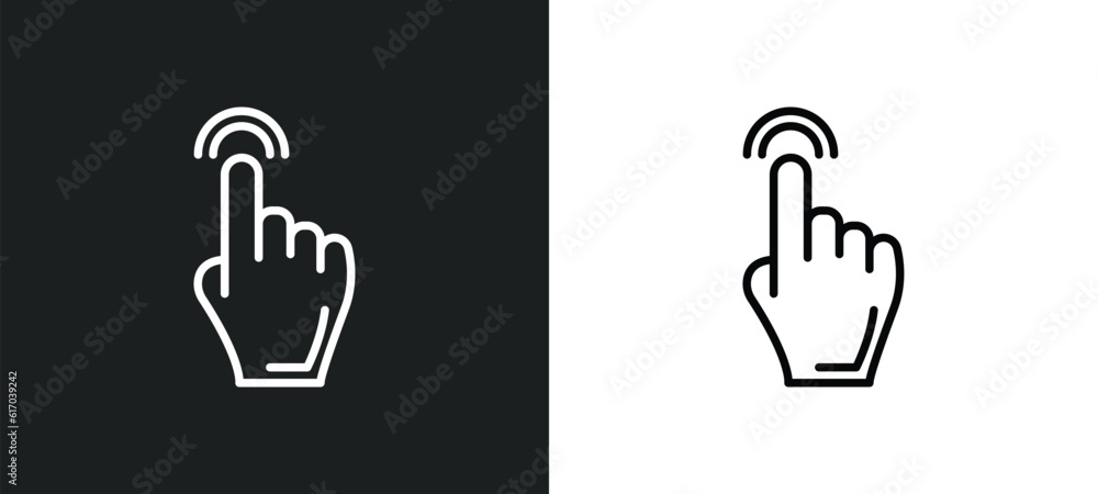 Poster hand pointer line icon in white and black colors. hand pointer flat vector icon from hand pointer co