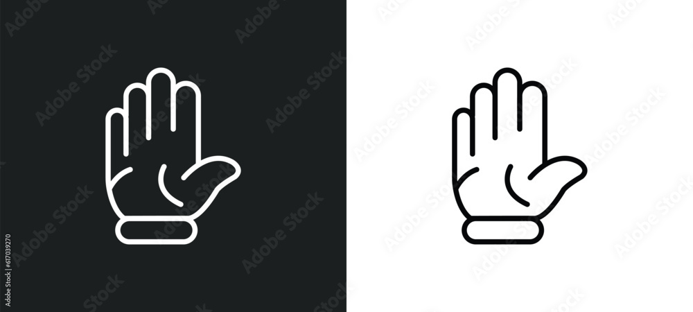 Poster hand up line icon in white and black colors. hand up flat vector icon from hand up collection for we