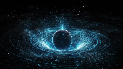 Particle, quantum entanglement (quantum correlation). Quantum mechanics . 3d illustration