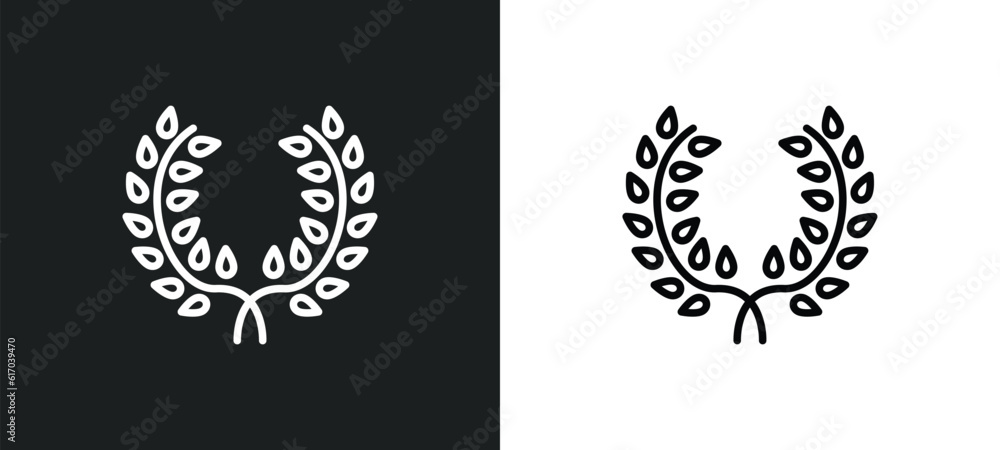 Poster laurel line icon in white and black colors. laurel flat vector icon from laurel collection for web, 