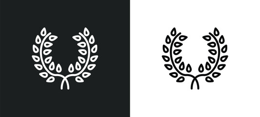 laurel line icon in white and black colors. laurel flat vector icon from laurel collection for web, mobile apps and ui.