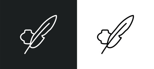 ink and quill line icon in white and black colors. ink and quill flat vector icon from ink quill collection for web, mobile apps ui.