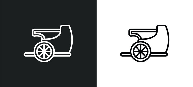 chariot line icon in white and black colors. chariot flat vector icon from chariot collection for web, mobile apps and ui.