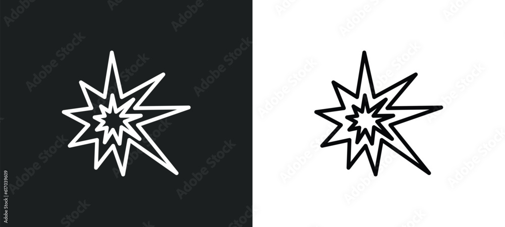 Poster explode line icon in white and black colors. explode flat vector icon from explode collection for we