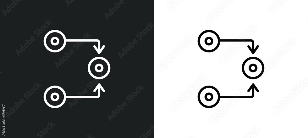 Poster flow line icon in white and black colors. flow flat vector icon from flow collection for web, mobile