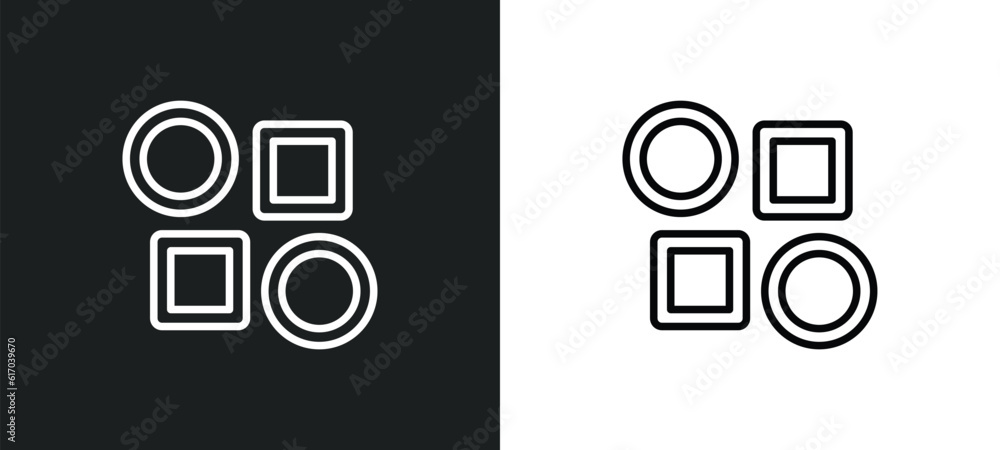 Poster array line icon in white and black colors. array flat vector icon from array collection for web, mob
