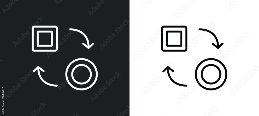 Poster change line icon in white and black colors. change flat vector icon from change collection for web, 