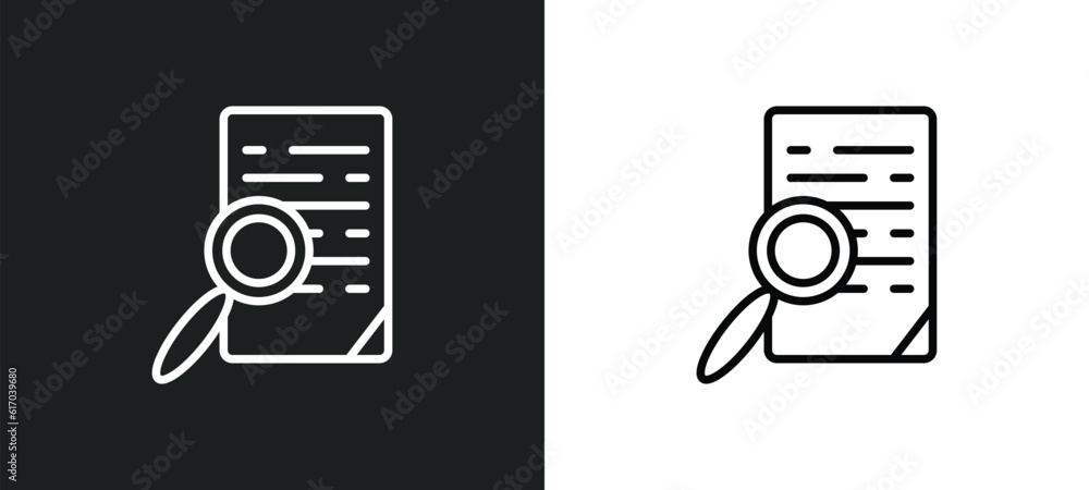 Poster preview line icon in white and black colors. preview flat vector icon from preview collection for we