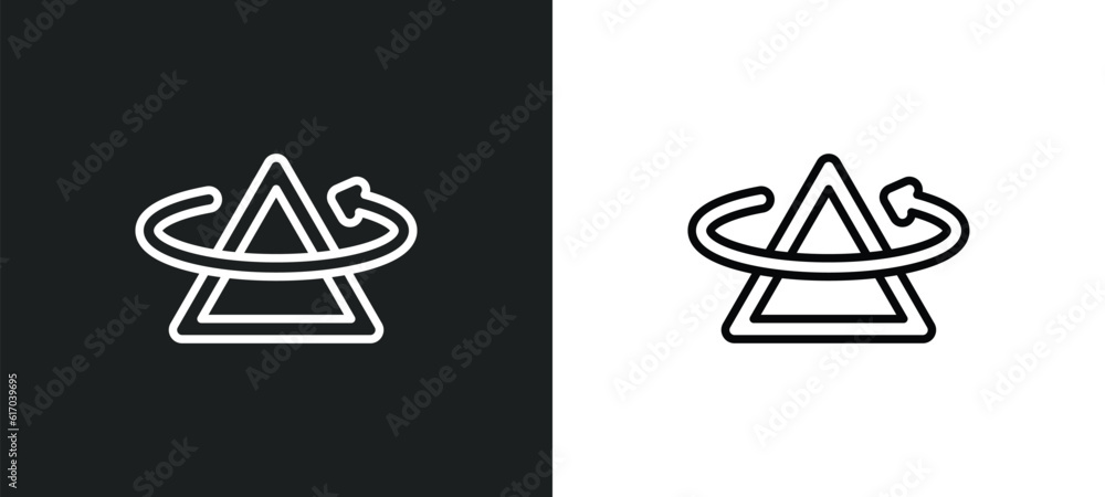 Poster rotate line icon in white and black colors. rotate flat vector icon from rotate collection for web, 