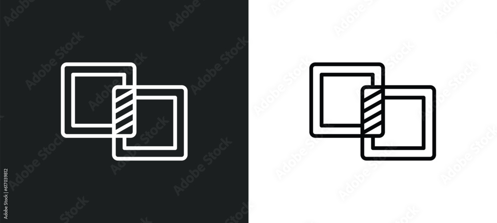 Poster unite line icon in white and black colors. unite flat vector icon from unite collection for web, mob