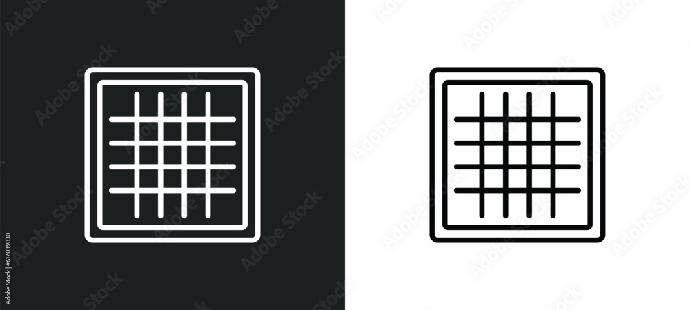 Poster grids line icon in white and black colors. grids flat vector icon from grids collection for web, mob