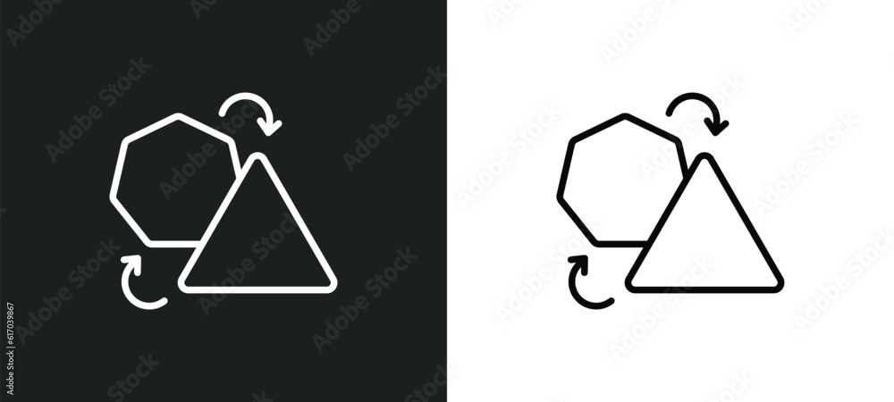 Poster transform line icon in white and black colors. transform flat vector icon from transform collection 