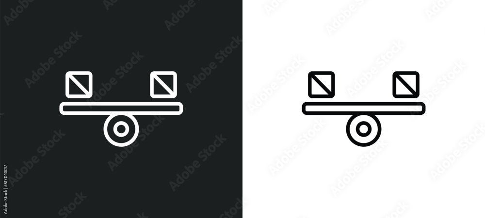 Poster balancer line icon in white and black colors. balancer flat vector icon from balancer collection for