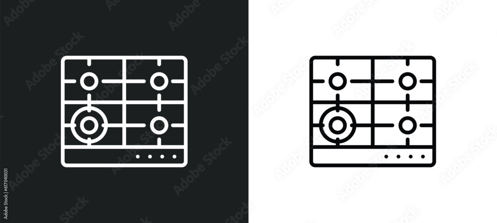 Aufkleber hob line icon in white and black colors. hob flat vector icon from hob collection for web, mobile ap