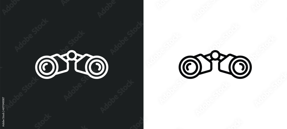 Aufkleber binocular line icon in white and black colors. binocular flat vector icon from binocular collection 