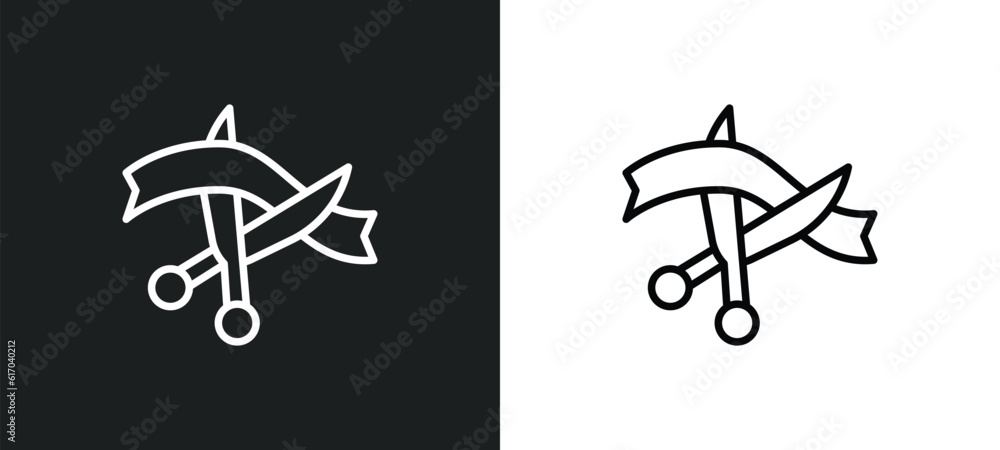 Poster inauguration line icon in white and black colors. inauguration flat vector icon from inauguration co