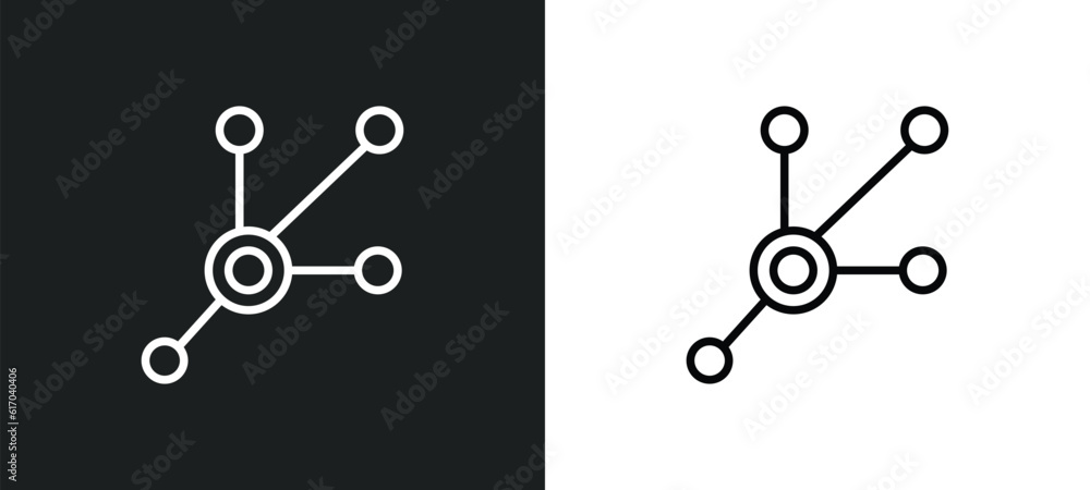 Poster advertising networks line icon in white and black colors. advertising networks flat vector icon from