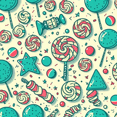 Christmas background in doodle style. Generative AI.