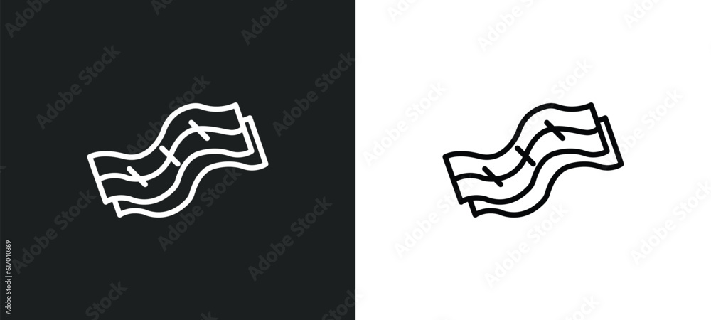 Poster bacon line icon in white and black colors. bacon flat vector icon from bacon collection for web, mob