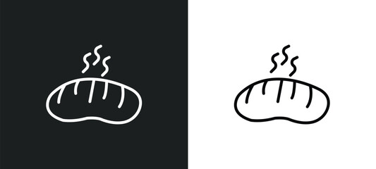 bun line icon in white and black colors. bun flat vector icon from bun collection for web, mobile apps and ui.