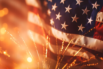 4th of July fireworks illuminate the American flag. Sparklers, Celebrate Independence Day 