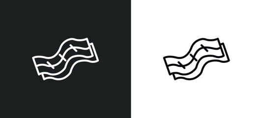 bacon line icon in white and black colors. bacon flat vector icon from bacon collection for web, mobile apps and ui.