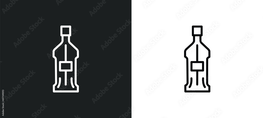Poster gin line icon in white and black colors. gin flat vector icon from gin collection for web, mobile ap