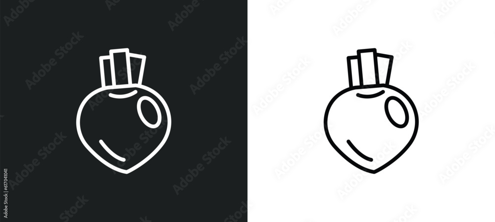 Poster turnip line icon in white and black colors. turnip flat vector icon from turnip collection for web, 