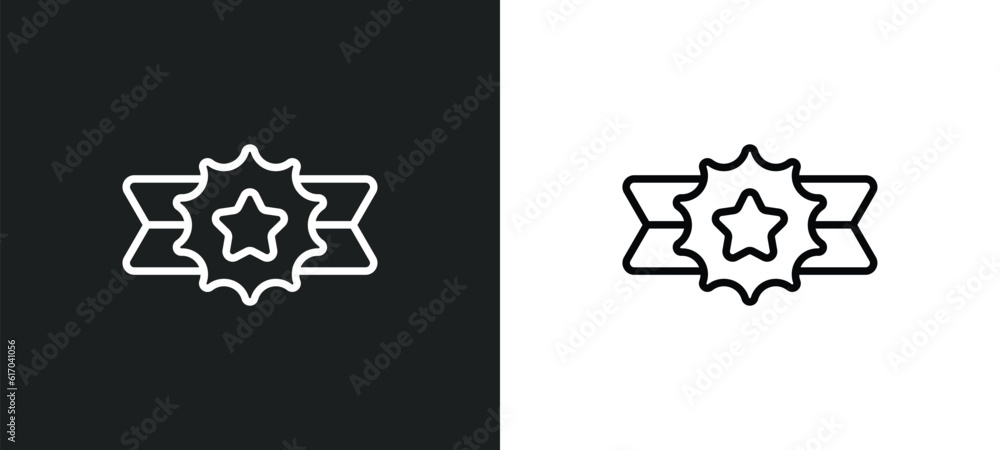 Poster recognition badge line icon in white and black colors. recognition badge flat vector icon from recog