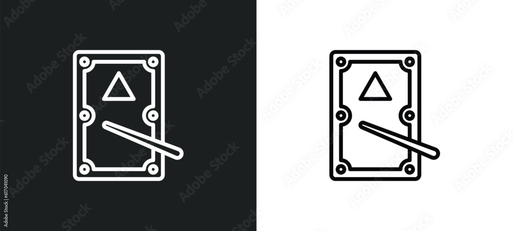 Poster pool table line icon in white and black colors. pool table flat vector icon from pool table collecti
