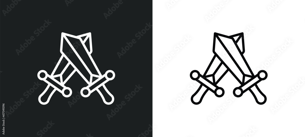 Poster role playing game line icon in white and black colors. role playing game flat vector icon from role 