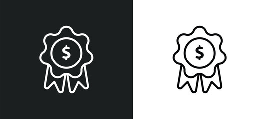 money award line icon in white and black colors. money award flat vector icon from money award collection for web, mobile apps and ui.