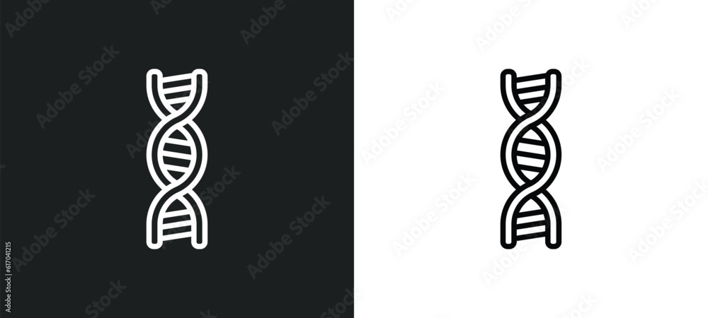 Poster dna structure line icon in white and black colors. dna structure flat vector icon from dna structure