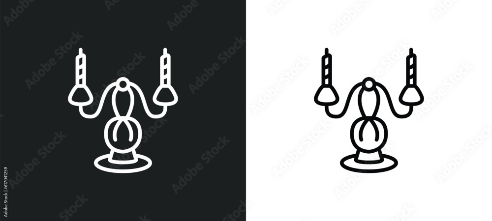 Aufkleber candelabrum line icon in white and black colors. candelabrum flat vector icon from candelabrum colle