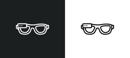 ar glasses line icon in white and black colors. ar glasses flat vector icon from ar glasses collection for web, mobile apps and ui.
