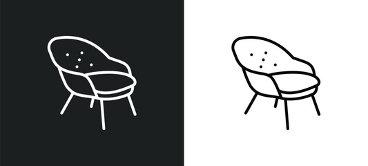 lounge chair line icon in white and black colors. lounge chair flat vector icon from lounge chair collection for web, mobile apps and ui.